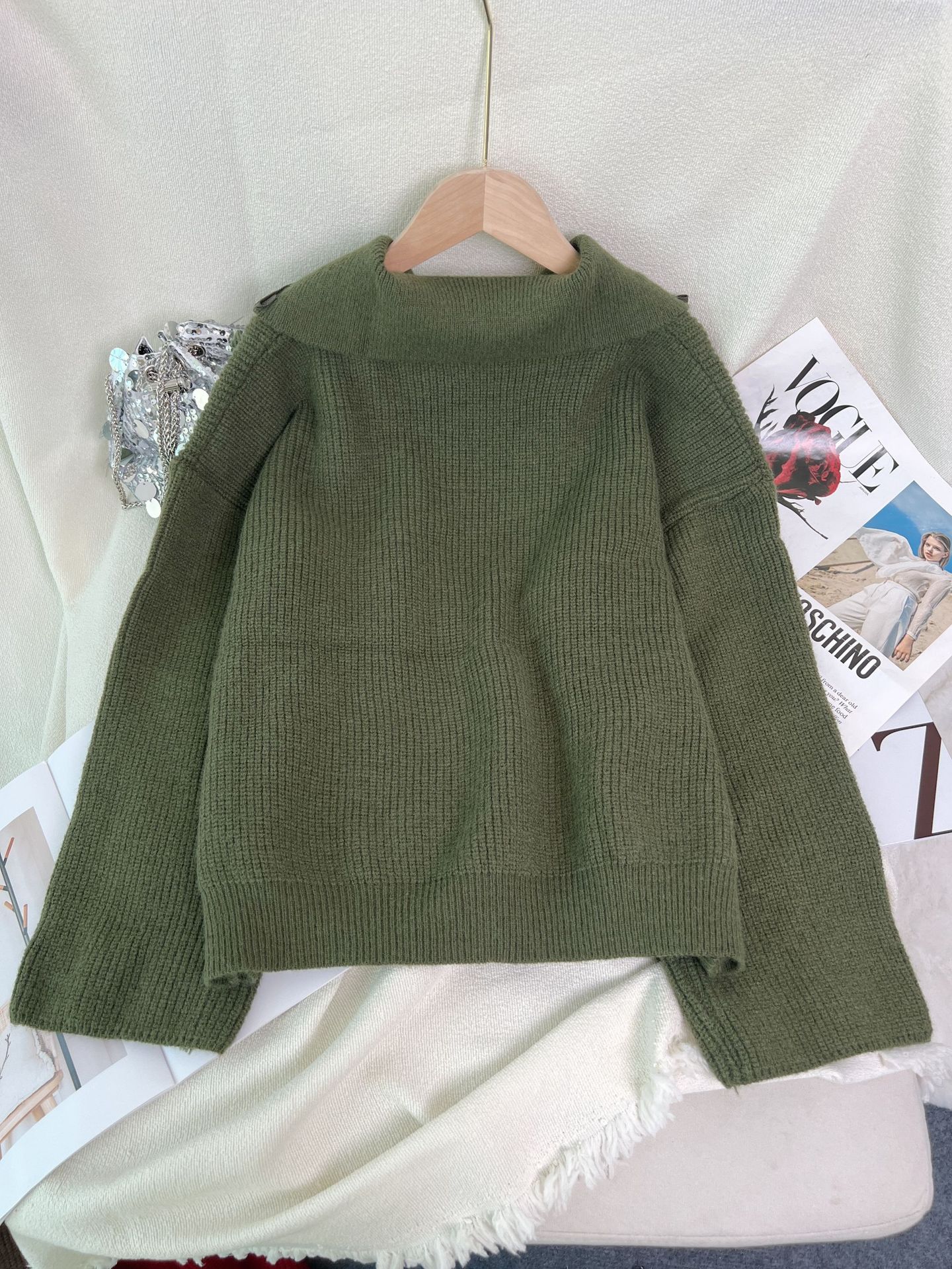 Solid Color Long Sleeve Pullover Sweater