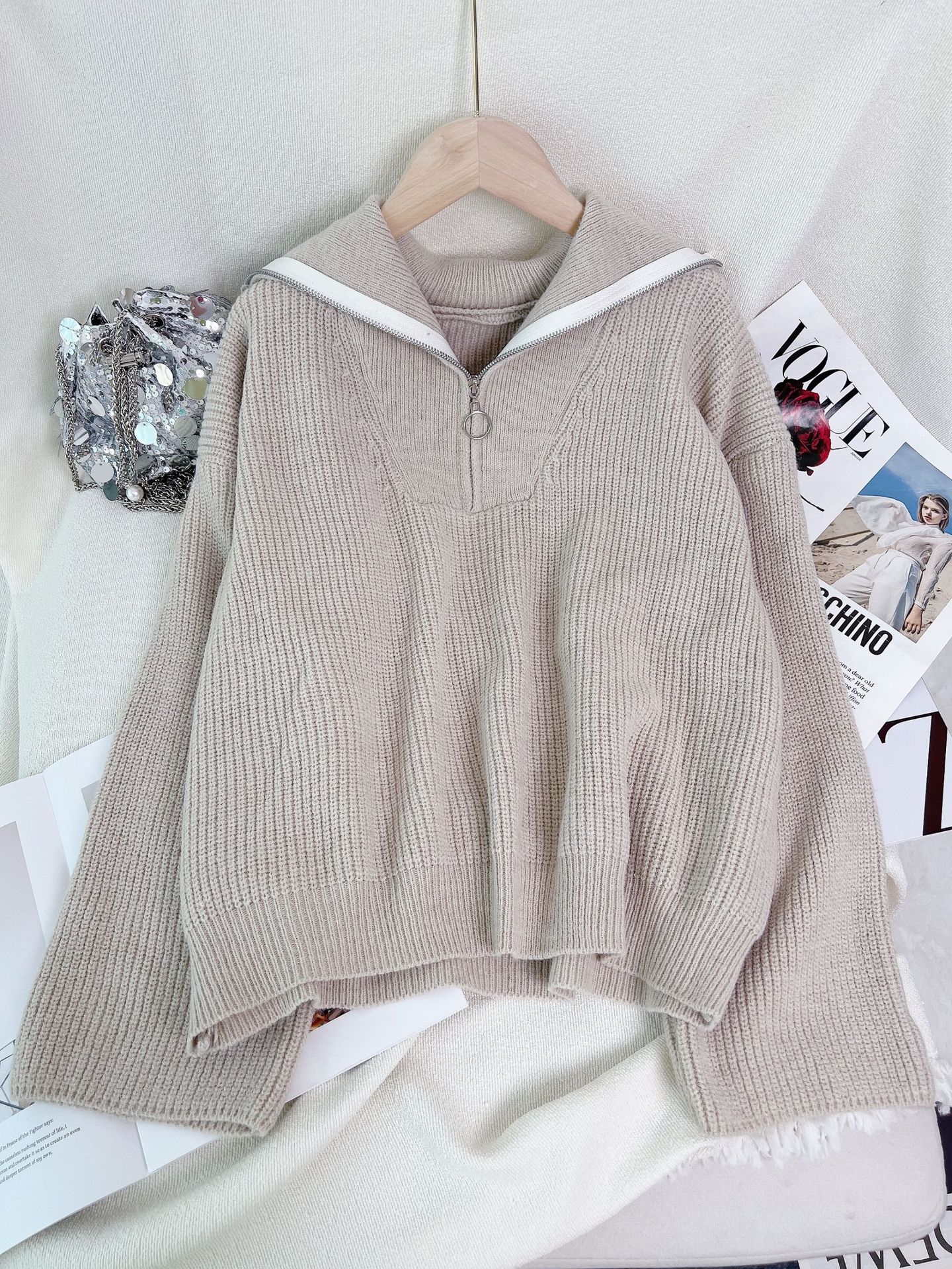 Solid Color Long Sleeve Pullover Sweater