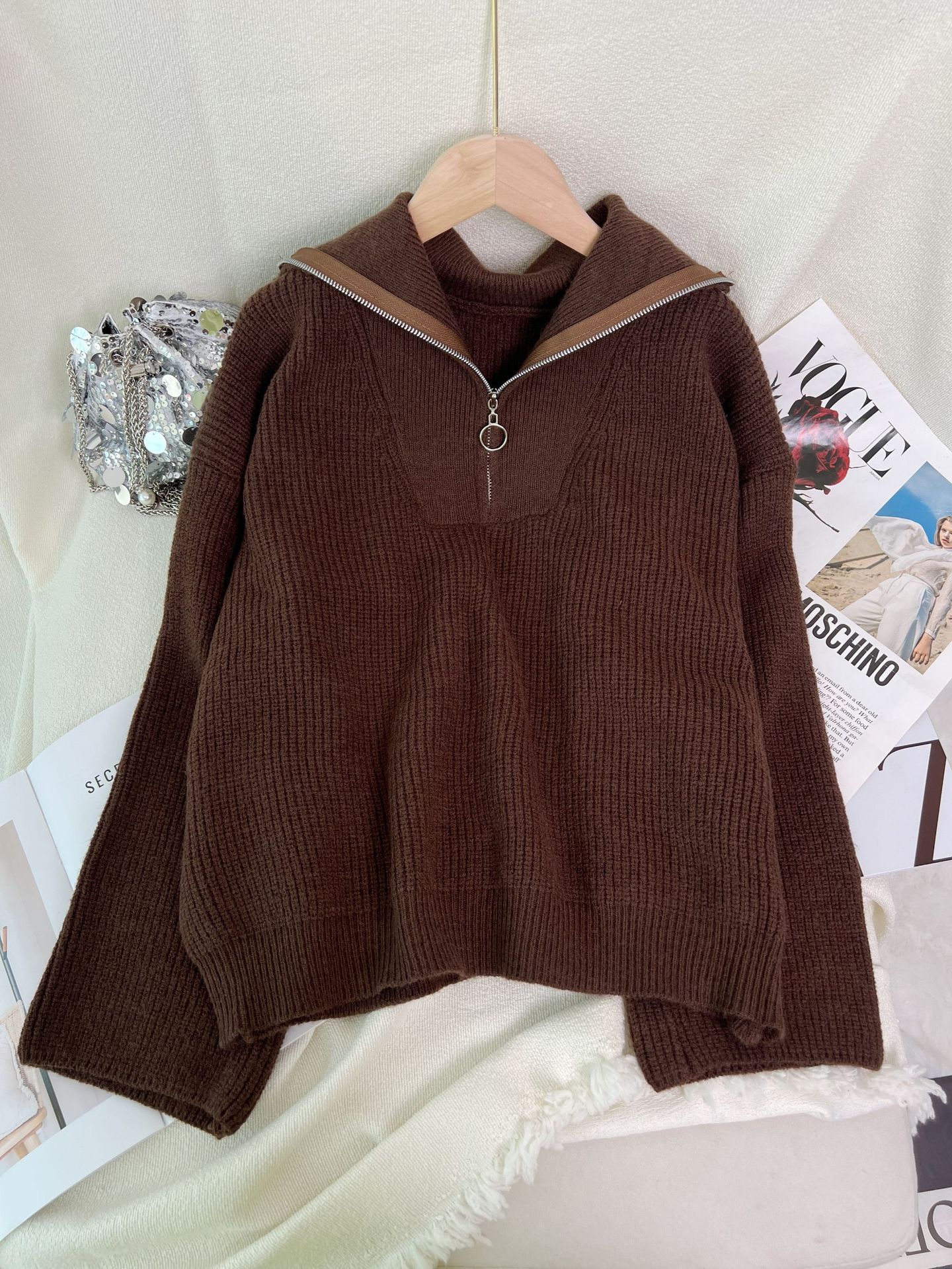 Solid Color Long Sleeve Pullover Sweater