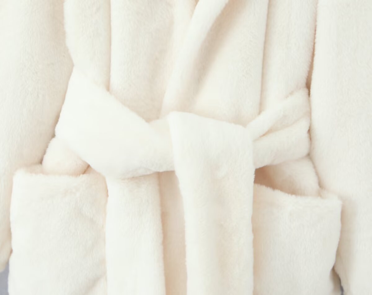 White Furry Large Collar Hooded Elegant Loose Long-Sleeve Coat