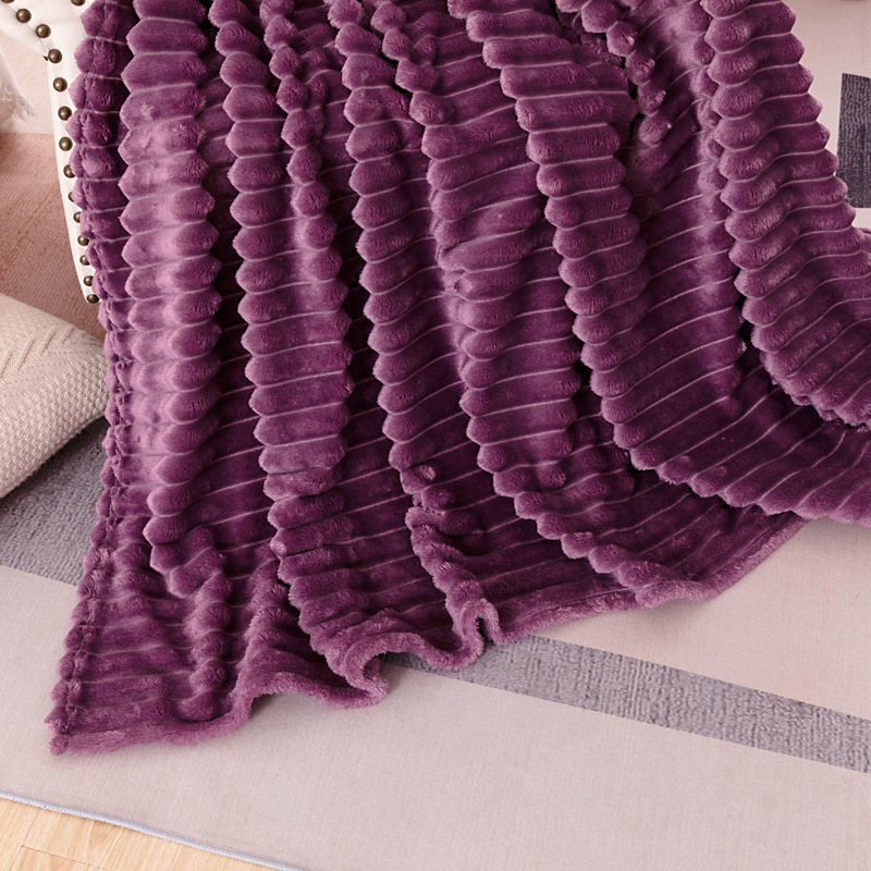 Casava Wide Stripe Coral Fleece Plush Blanket