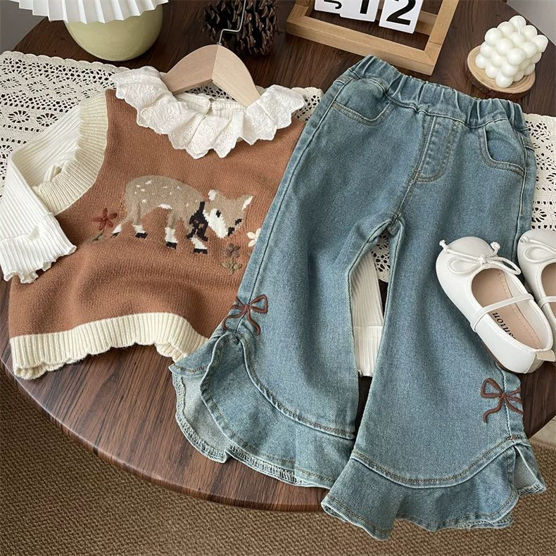 Korean Style Soft-Treated Printing Toddler Denim Jeans