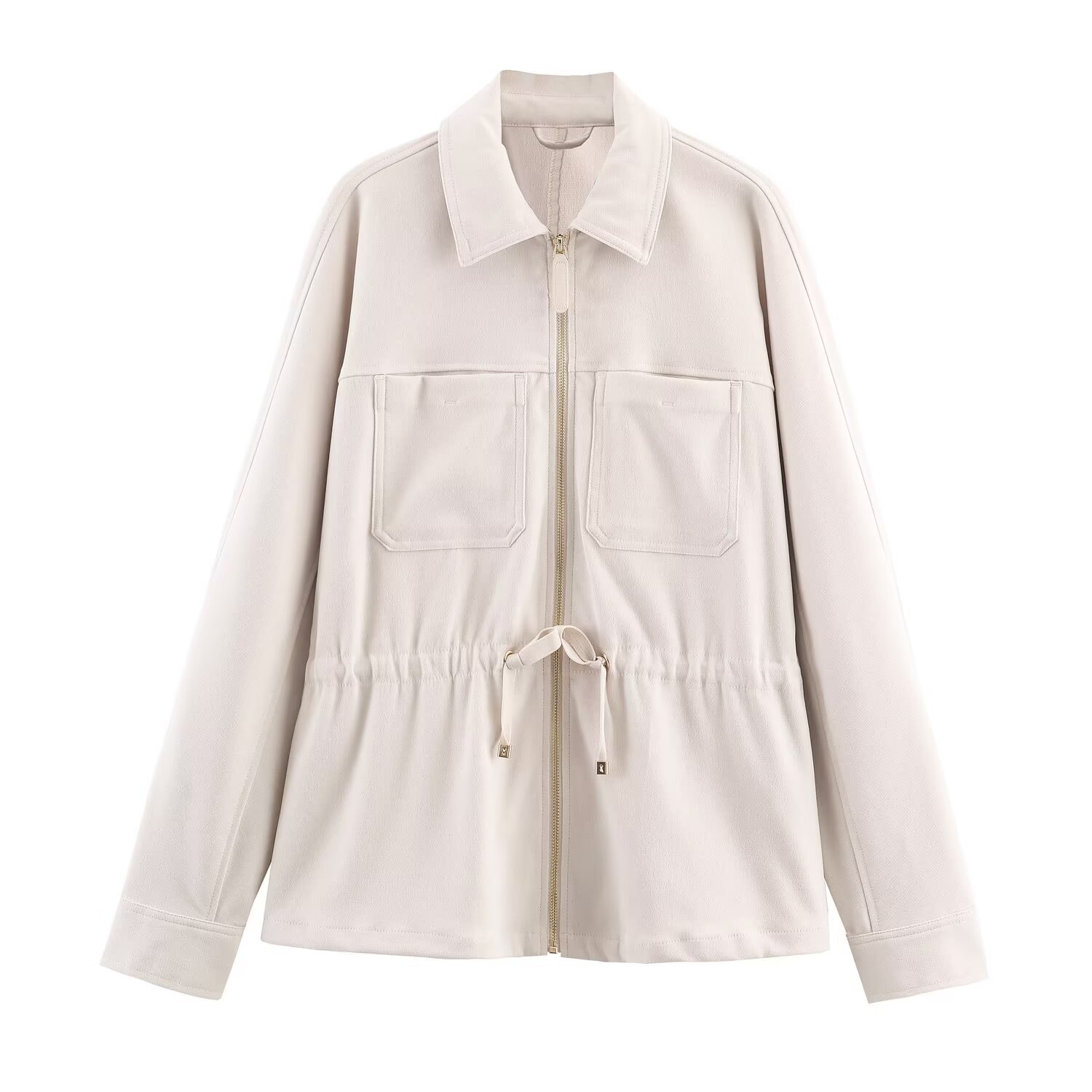Adjustable Waist Pocket Detail Jacket And Wide Leg Pants