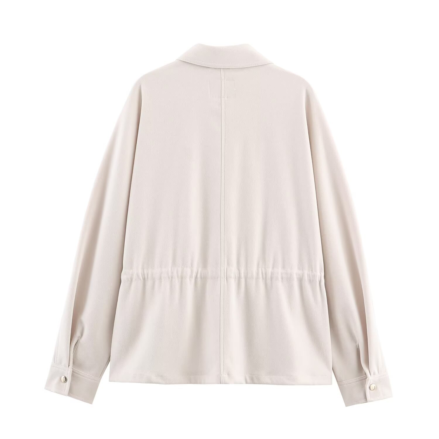 Adjustable Waist Pocket Detail Jacket And Wide Leg Pants