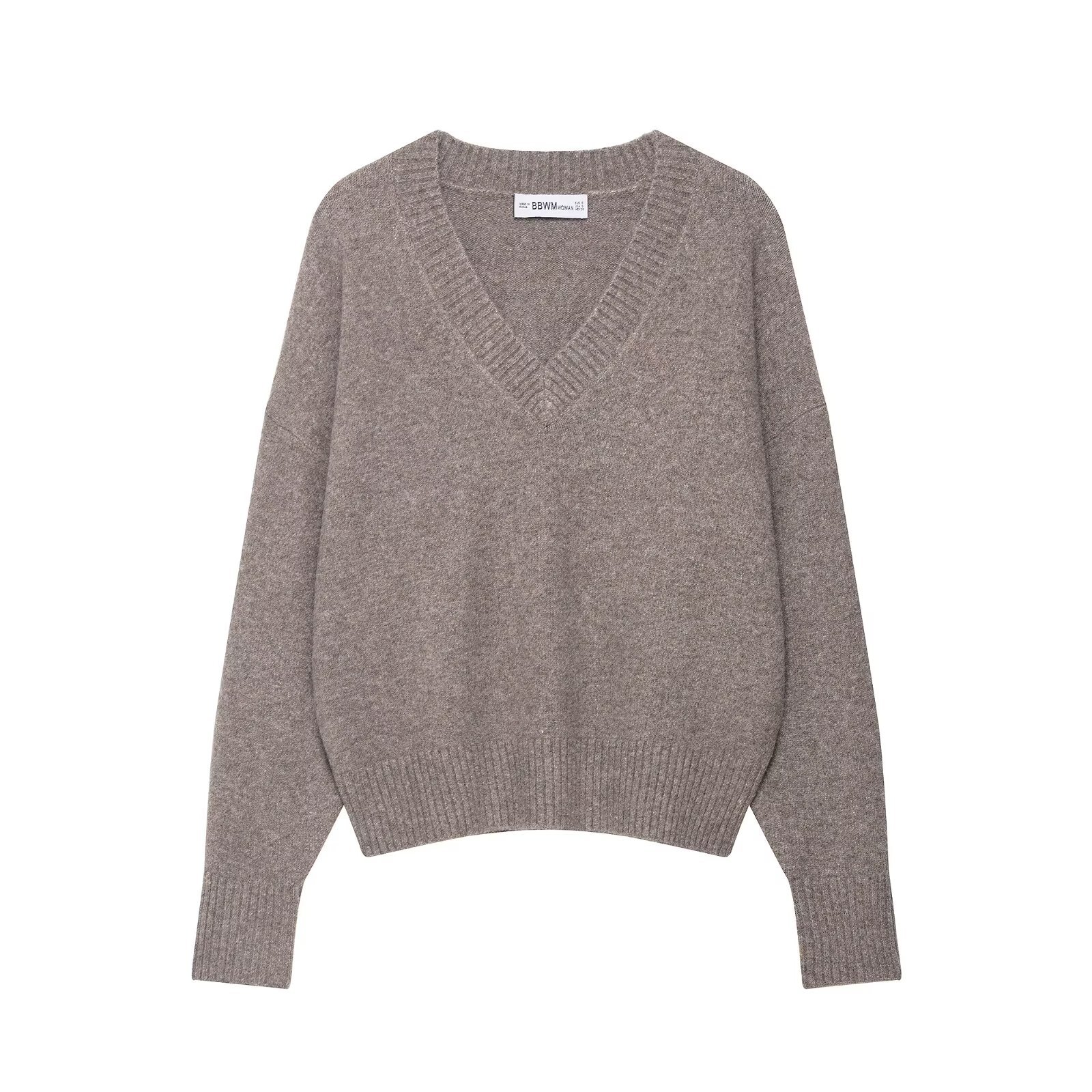 Long Sleeve Polyester And Acrylic Pure Color Sweater