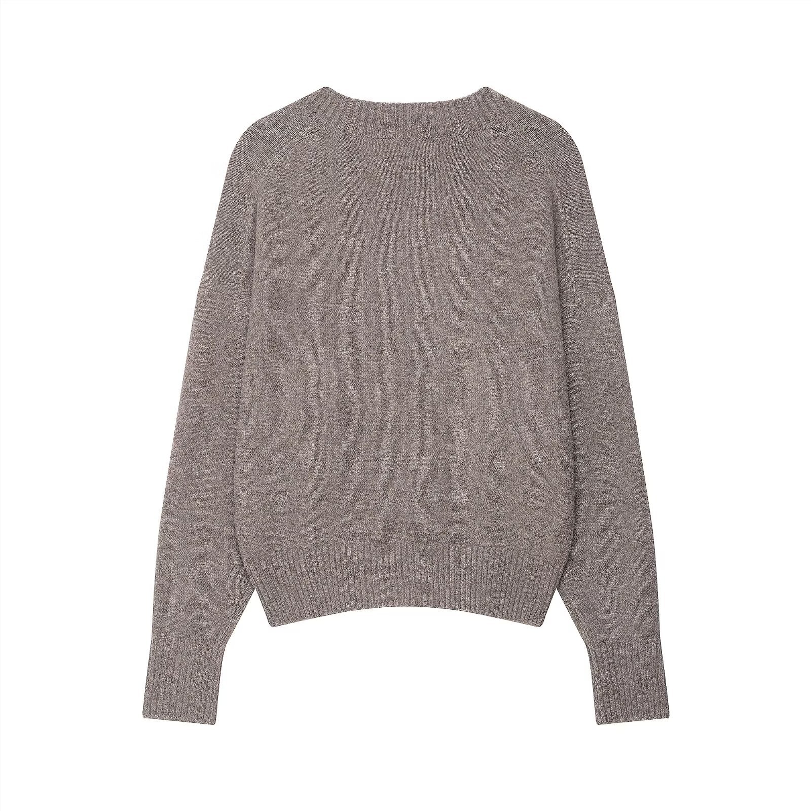 Long Sleeve Polyester And Acrylic Pure Color Sweater