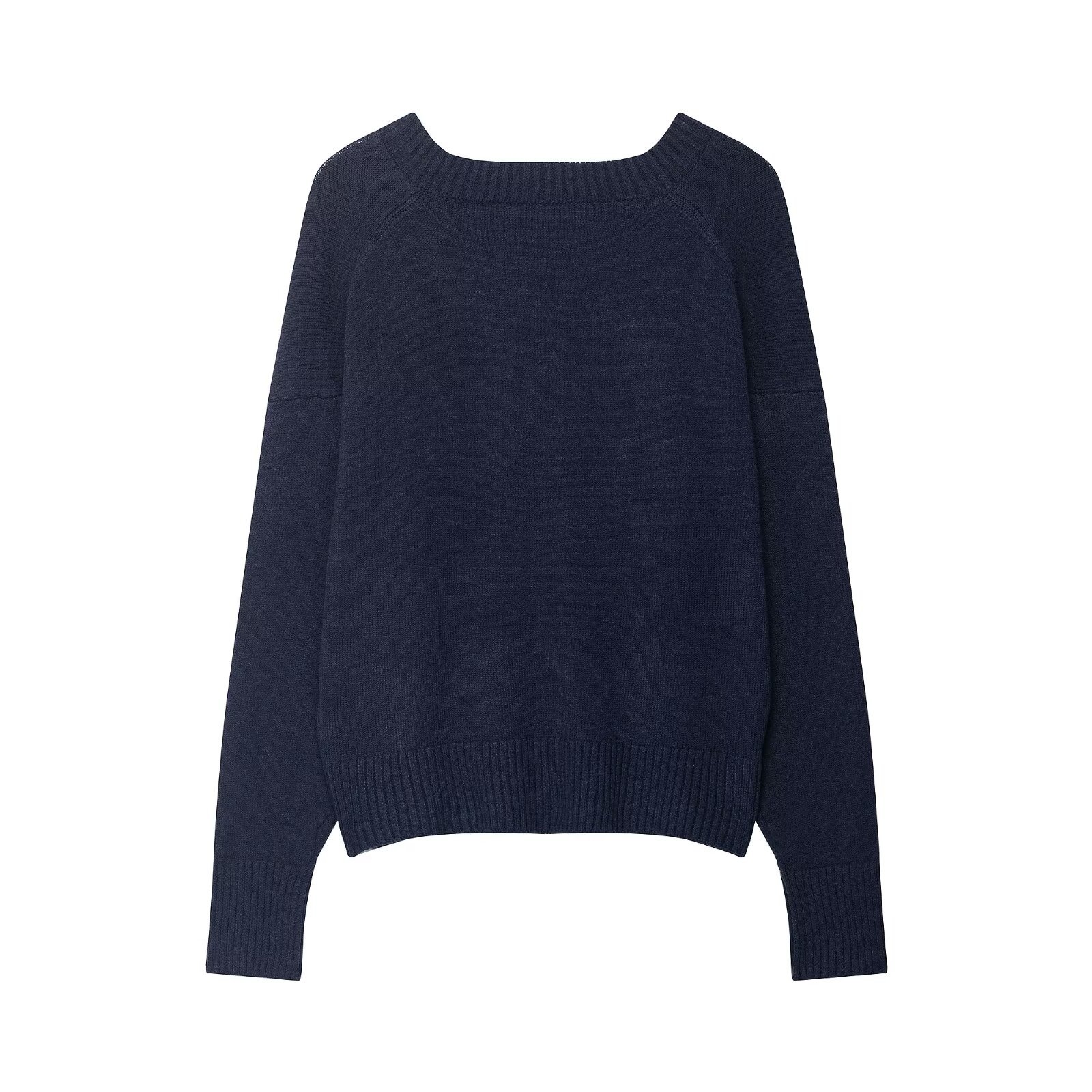 Long Sleeve Polyester And Acrylic Pure Color Sweater