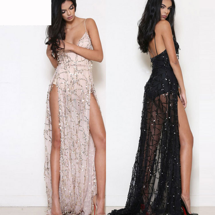 Casava Open Back Glitter Maxi Dress