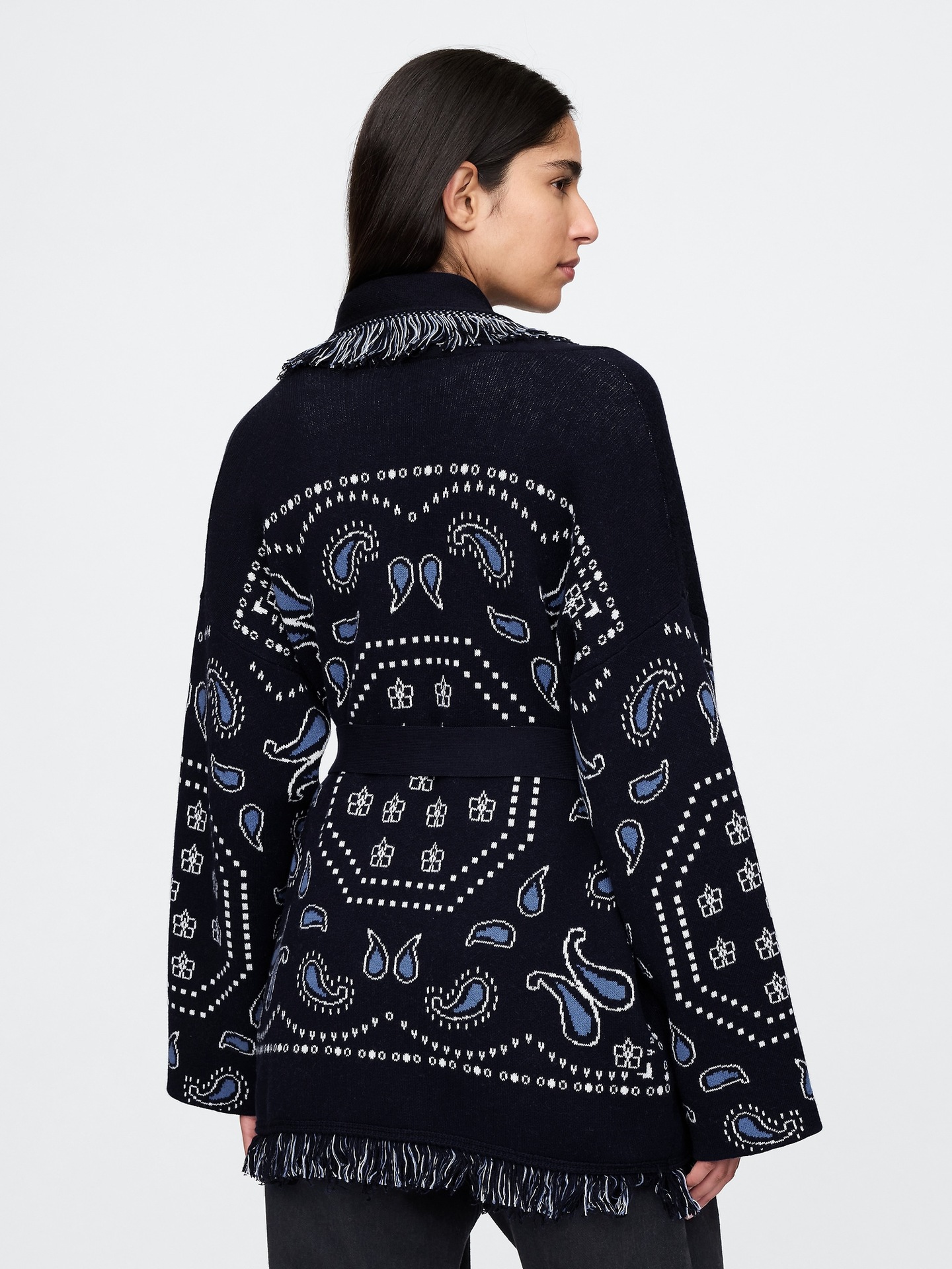 Geometric Long Sleeve Casual Cardigan