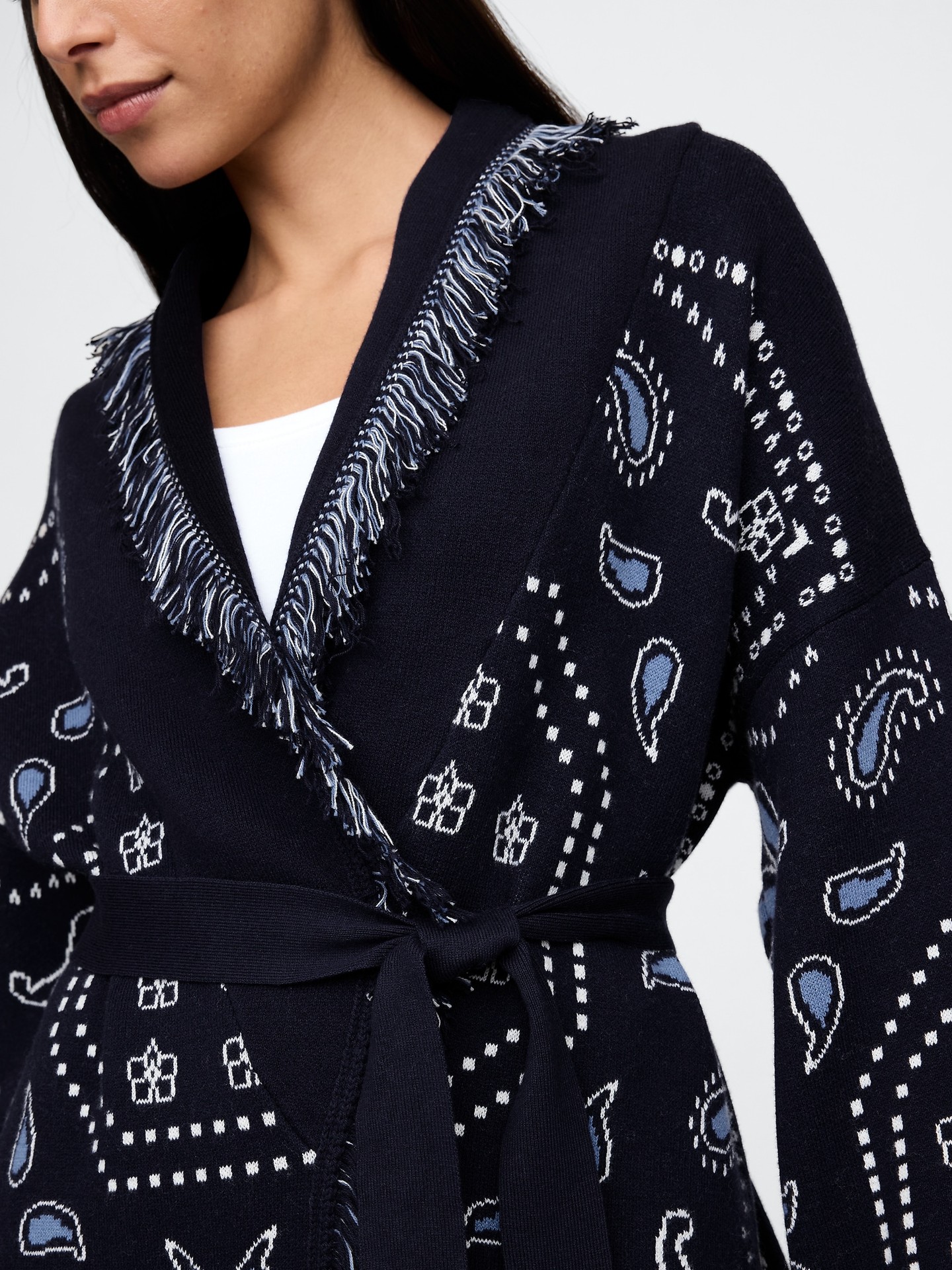 Geometric Long Sleeve Casual Cardigan