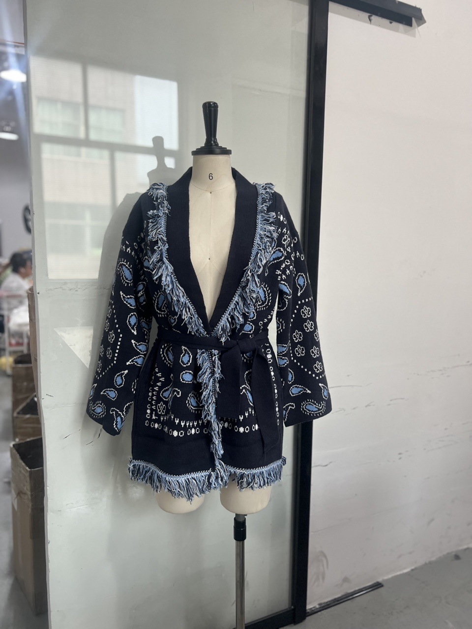 Geometric Long Sleeve Casual Cardigan