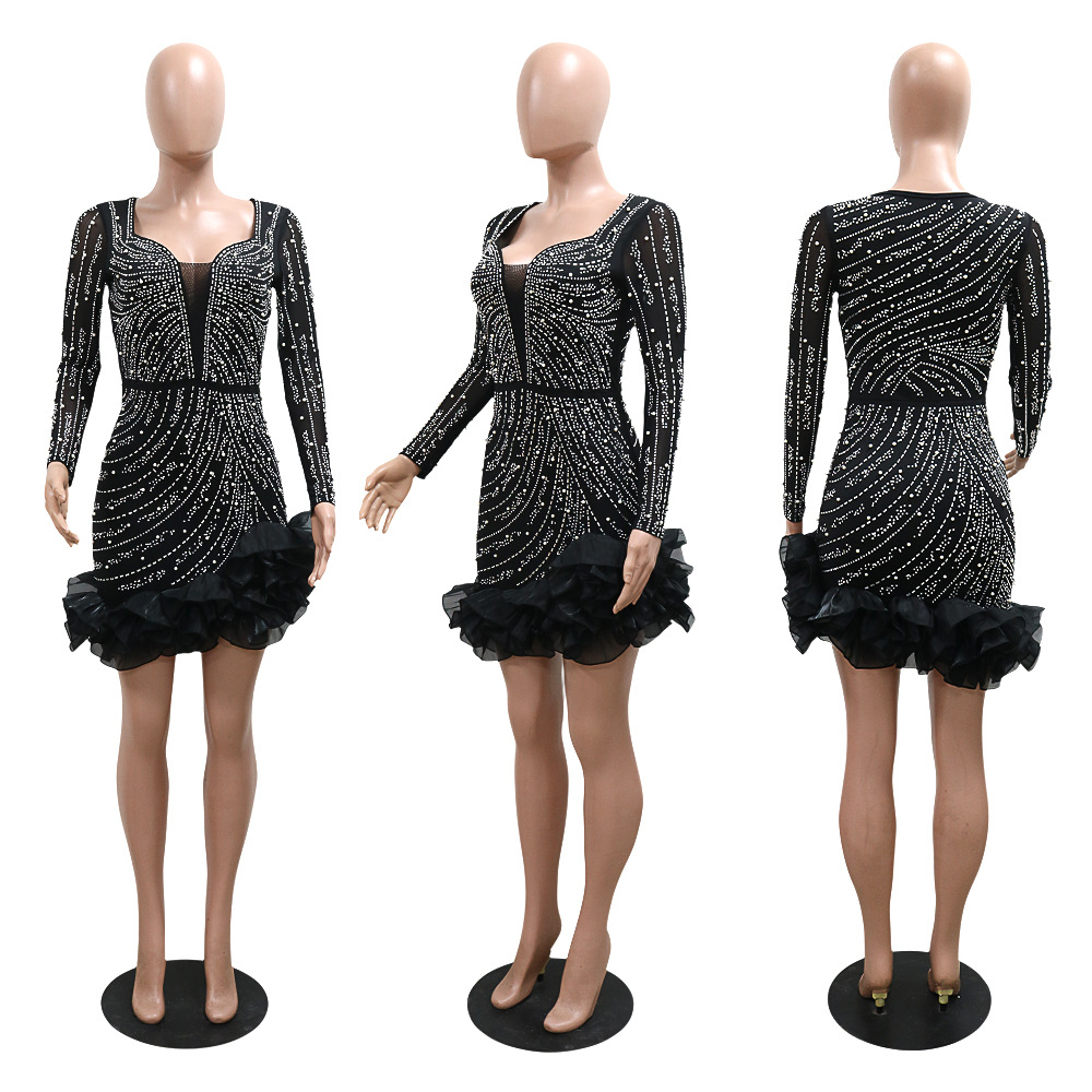 Casava Bubble Bead Short Skirt Dress