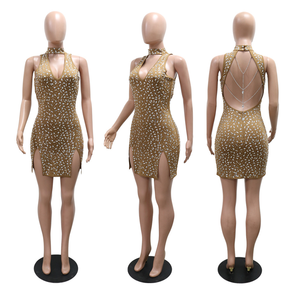 Casava V split bodycon dress