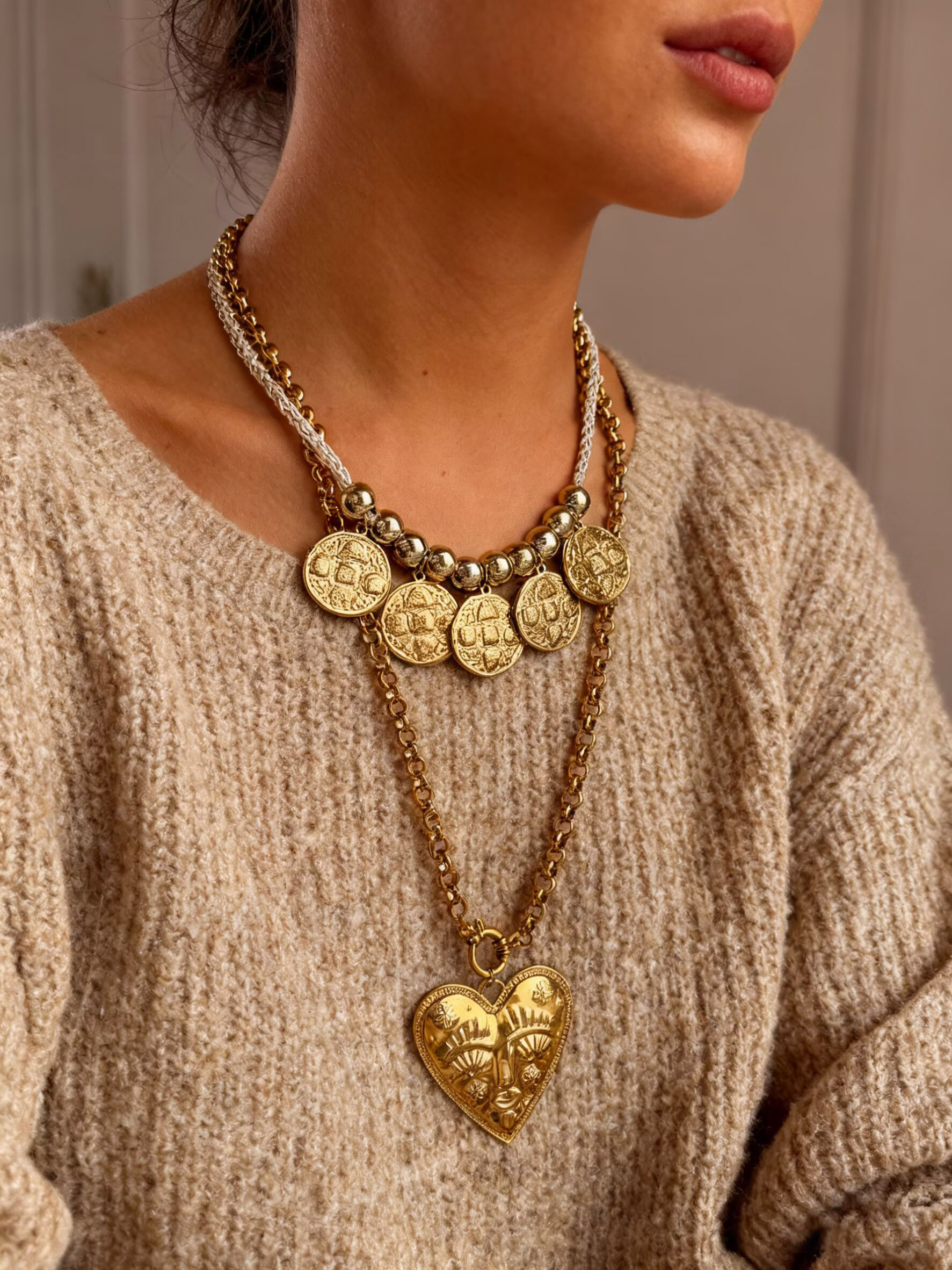 Casava Golden Heart Aura Necklace