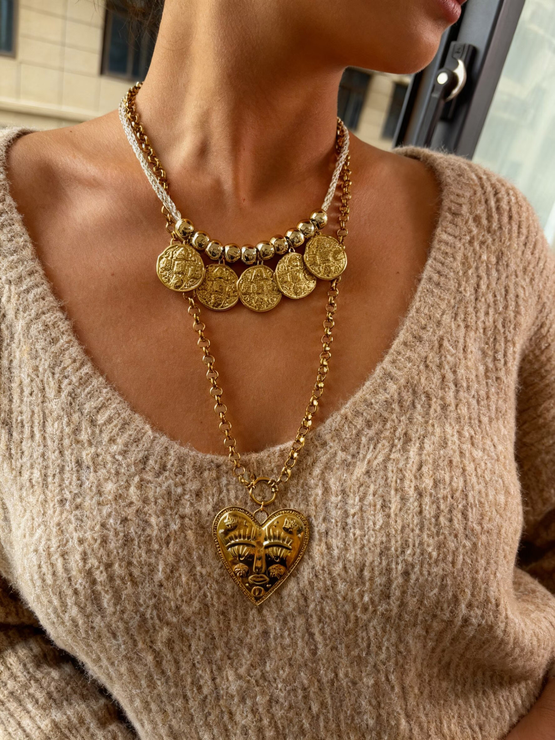 Casava Golden Heart Aura Necklace