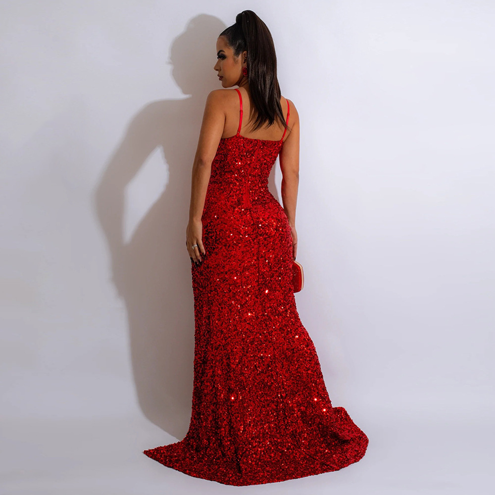 Sleeveless Strap Long Split Dress
