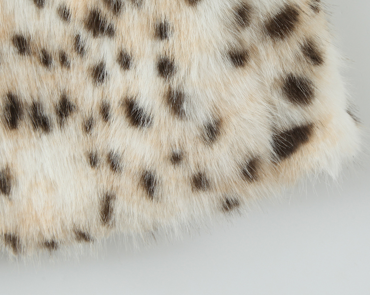 Trendy Long Fur Coat Leopard Print Leather