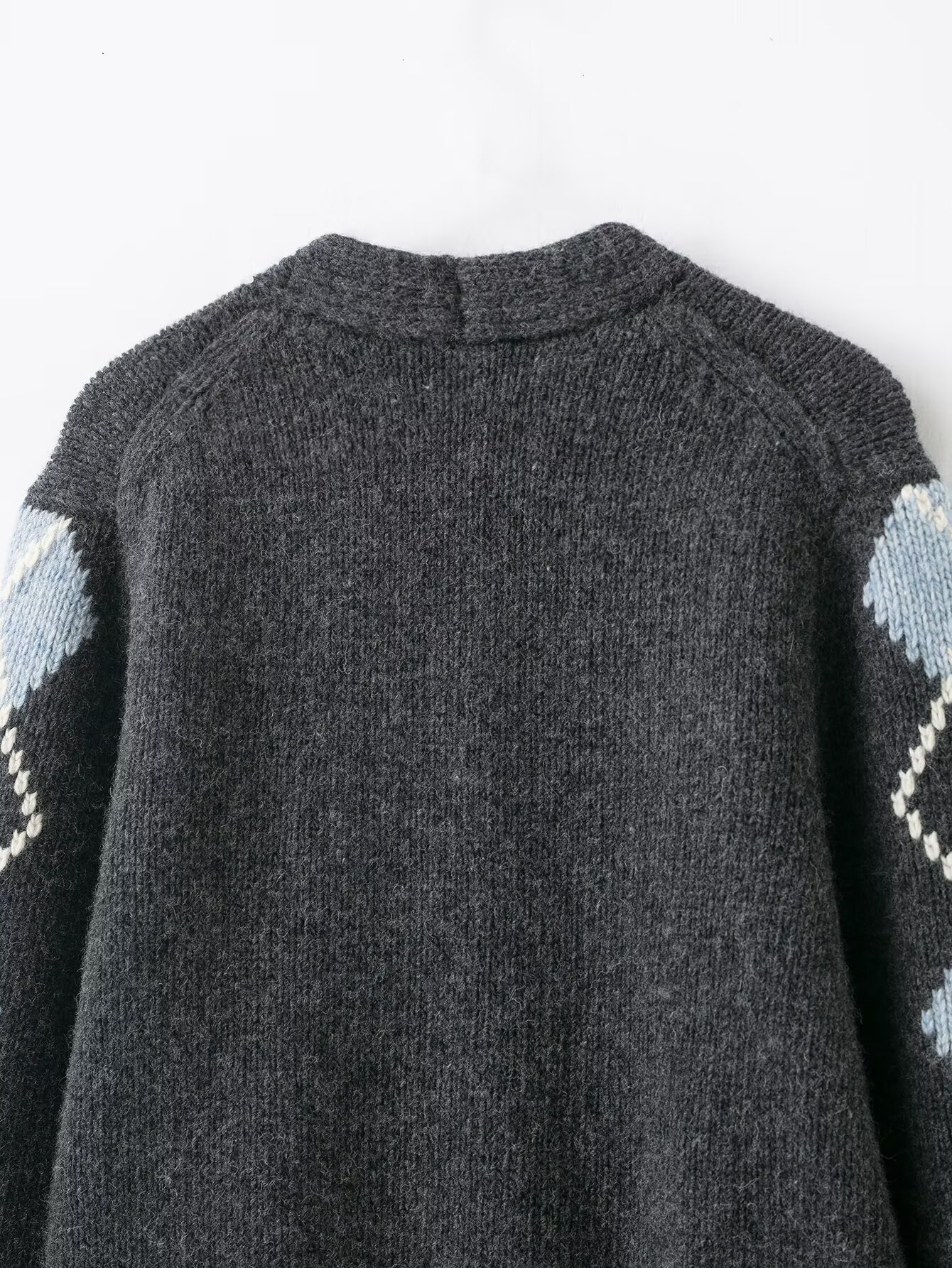Casual Diamond Pattern Knitted Jacket Style