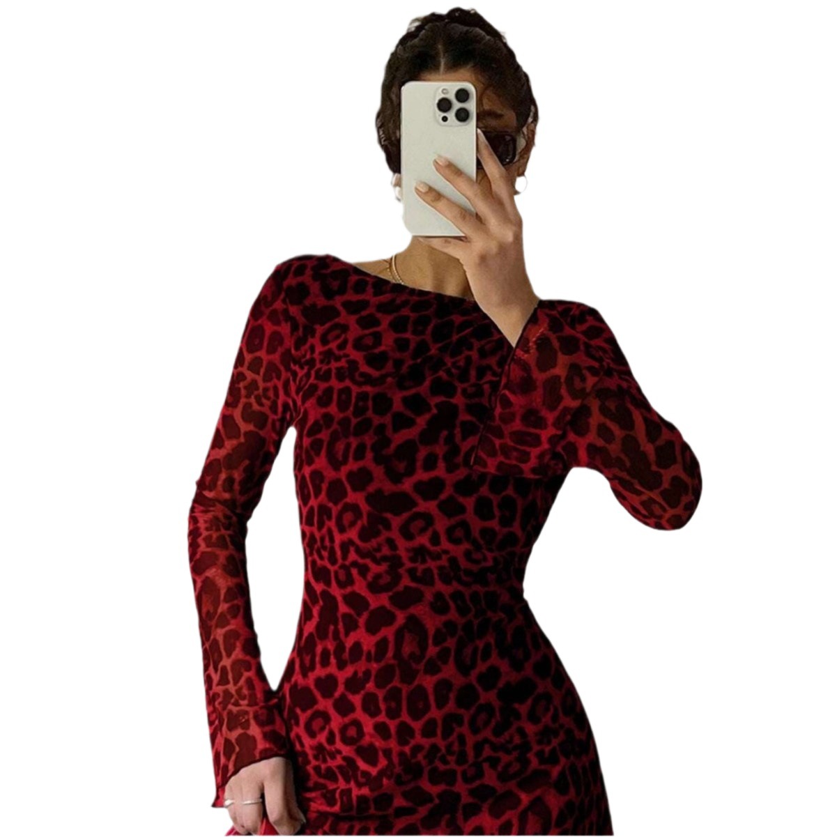 Casava Long Sleeve Leopard Print Dress