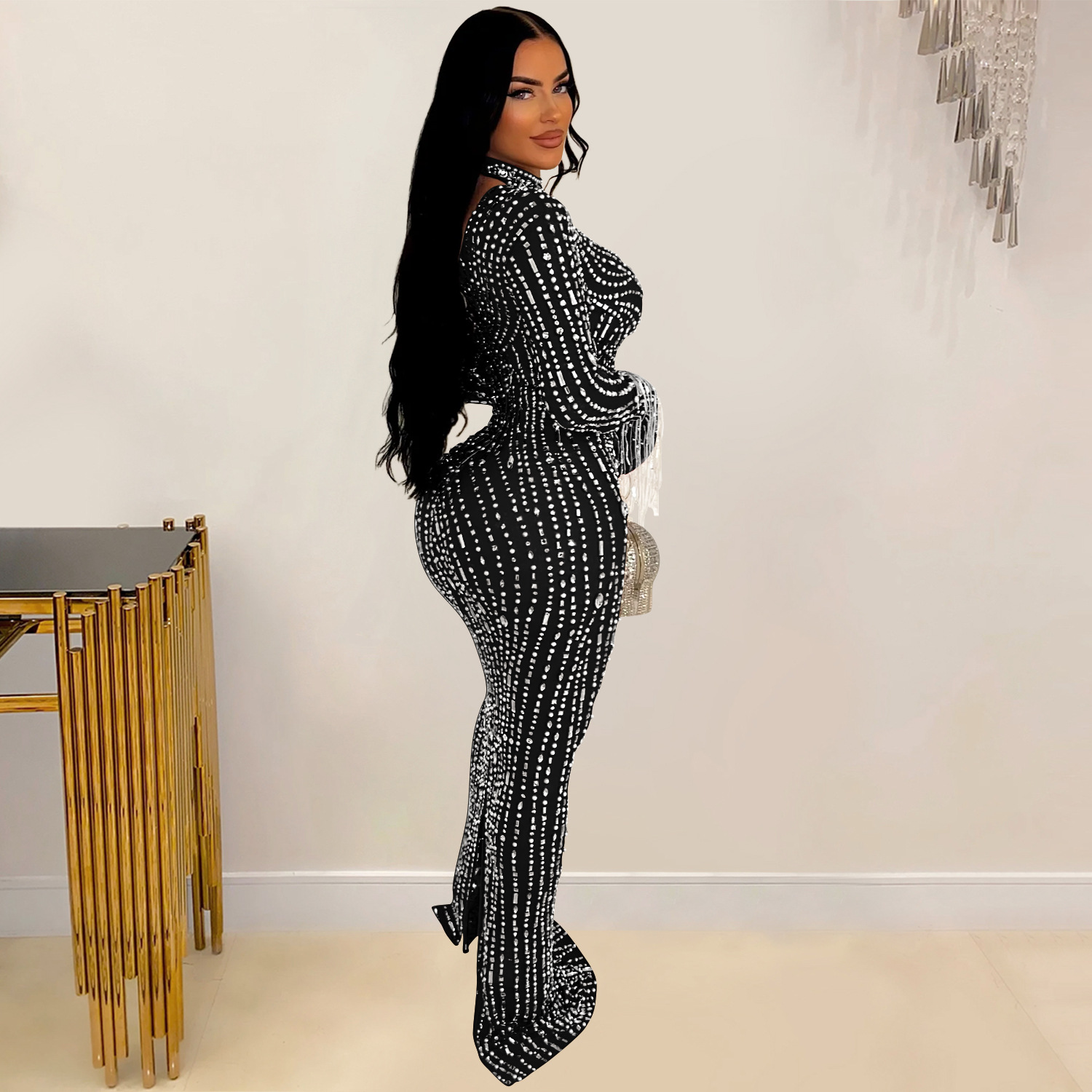 Pure Color Mesh Dress