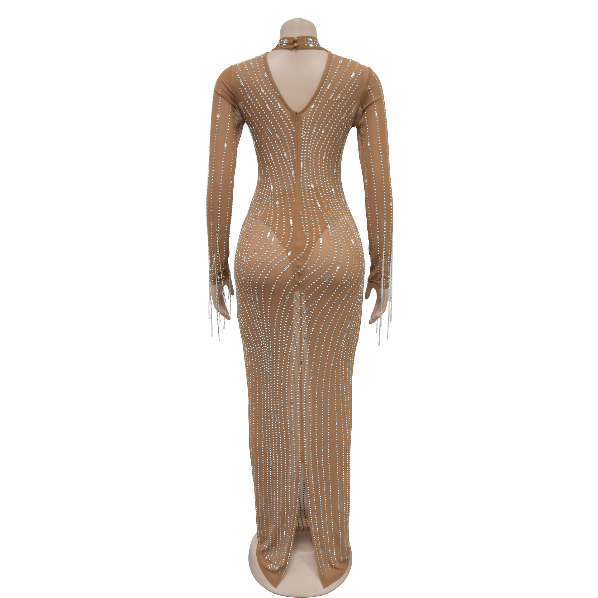 Pure Color Mesh Dress