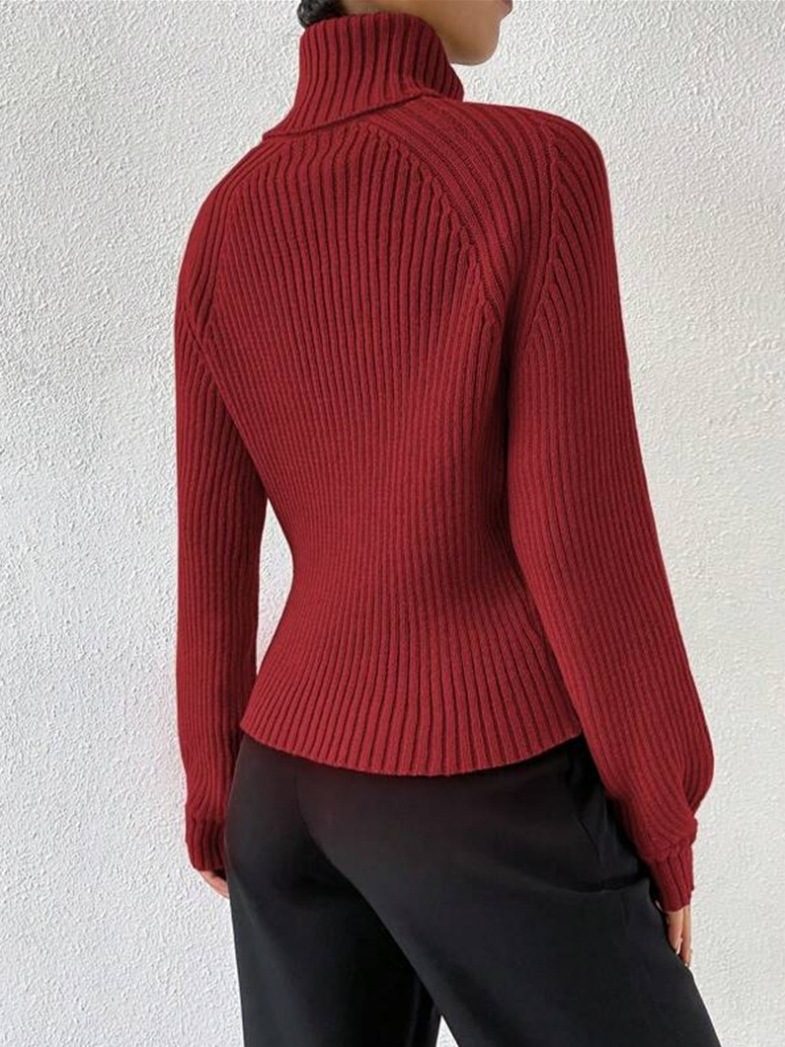 Loose Fit High Neck Knitted Sweater Women's Autumn Winter New Style  Style Long Sleeve Overhead Coat Loose Fit High Neck Knitted Sweater Women's Autumn Winter New Style  Style Long Sleeve Overhead Co