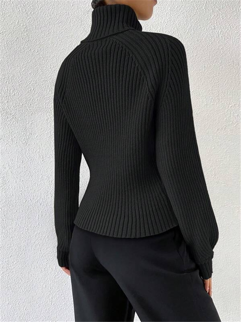 Loose Fit High Neck Knitted Sweater Women's Autumn Winter New Style  Style Long Sleeve Overhead Coat Loose Fit High Neck Knitted Sweater Women's Autumn Winter New Style  Style Long Sleeve Overhead Co