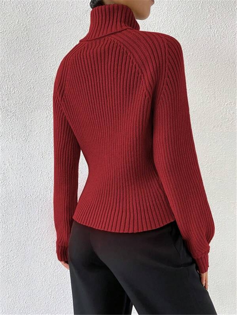 Loose Fit High Neck Knitted Sweater Women's Autumn Winter New Style  Style Long Sleeve Overhead Coat Loose Fit High Neck Knitted Sweater Women's Autumn Winter New Style  Style Long Sleeve Overhead Co