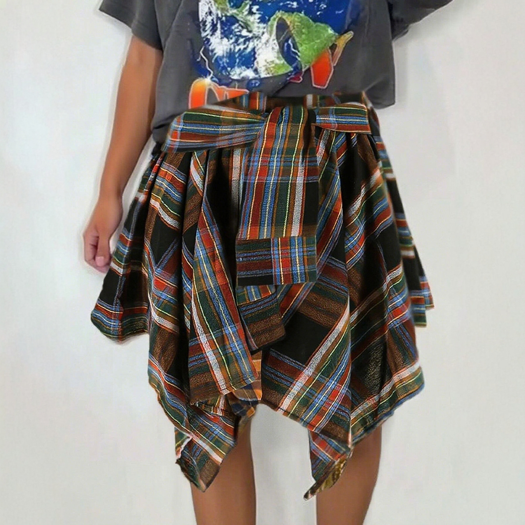 High Waist Plaid Mini Skirt