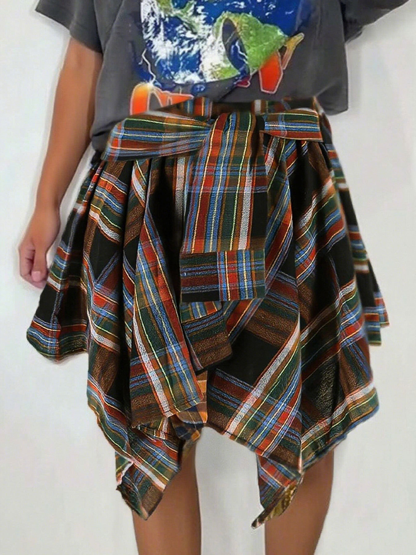 High Waist Plaid Mini Skirt