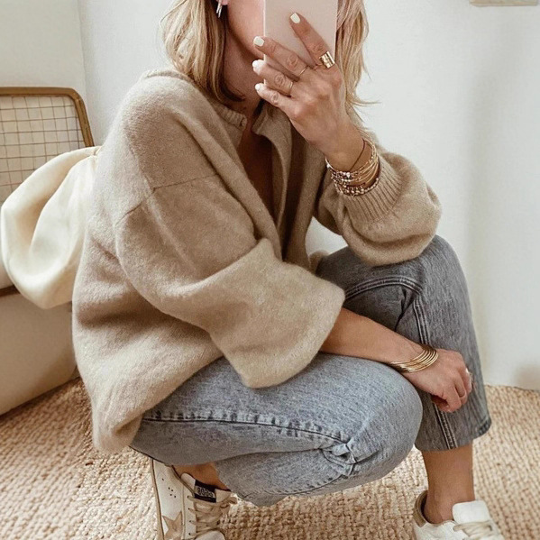 Women's Long Sleeve Knitted Cardigan Sweater