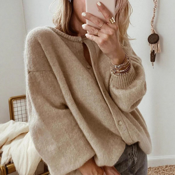 Women's Long Sleeve Knitted Cardigan Sweater