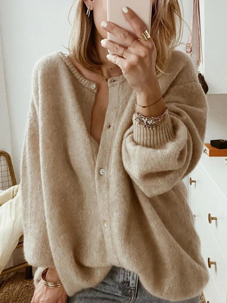 Women's Long Sleeve Knitted Cardigan Sweater