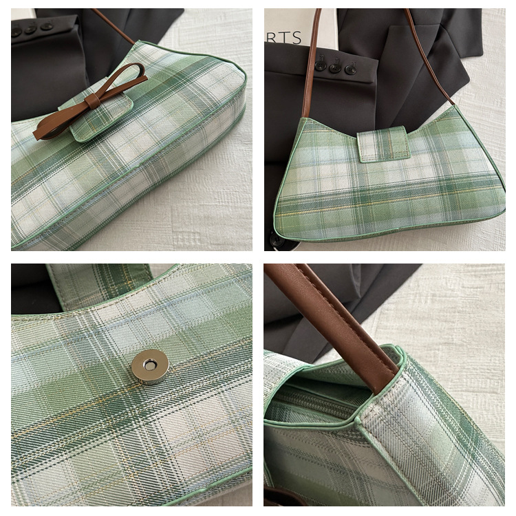 Retro Plaid Motorcycle Style Single Shoulder Bag