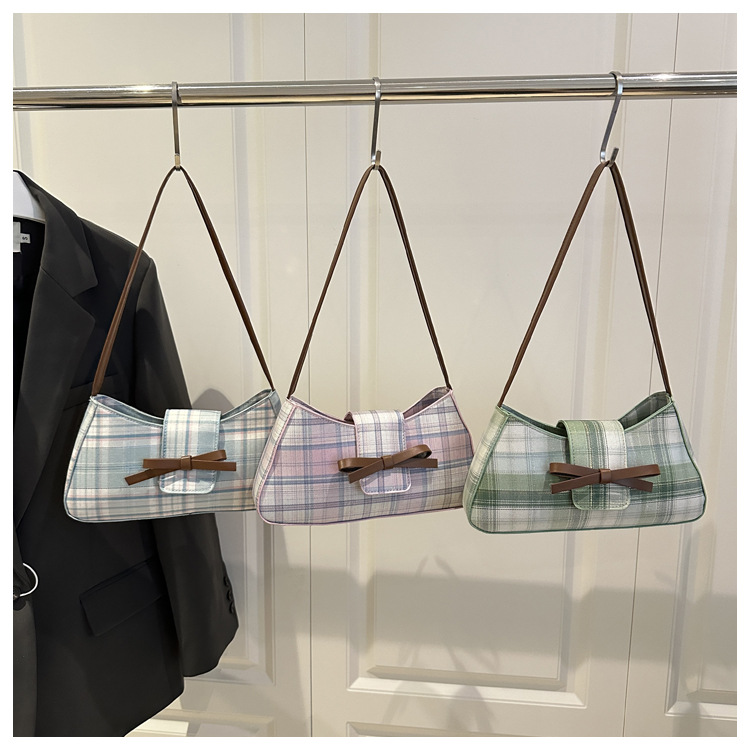 Retro Plaid Motorcycle Style Single Shoulder Bag