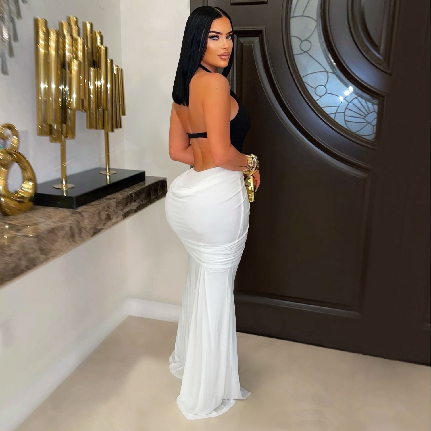 Casava V-Neck Split Back Gown