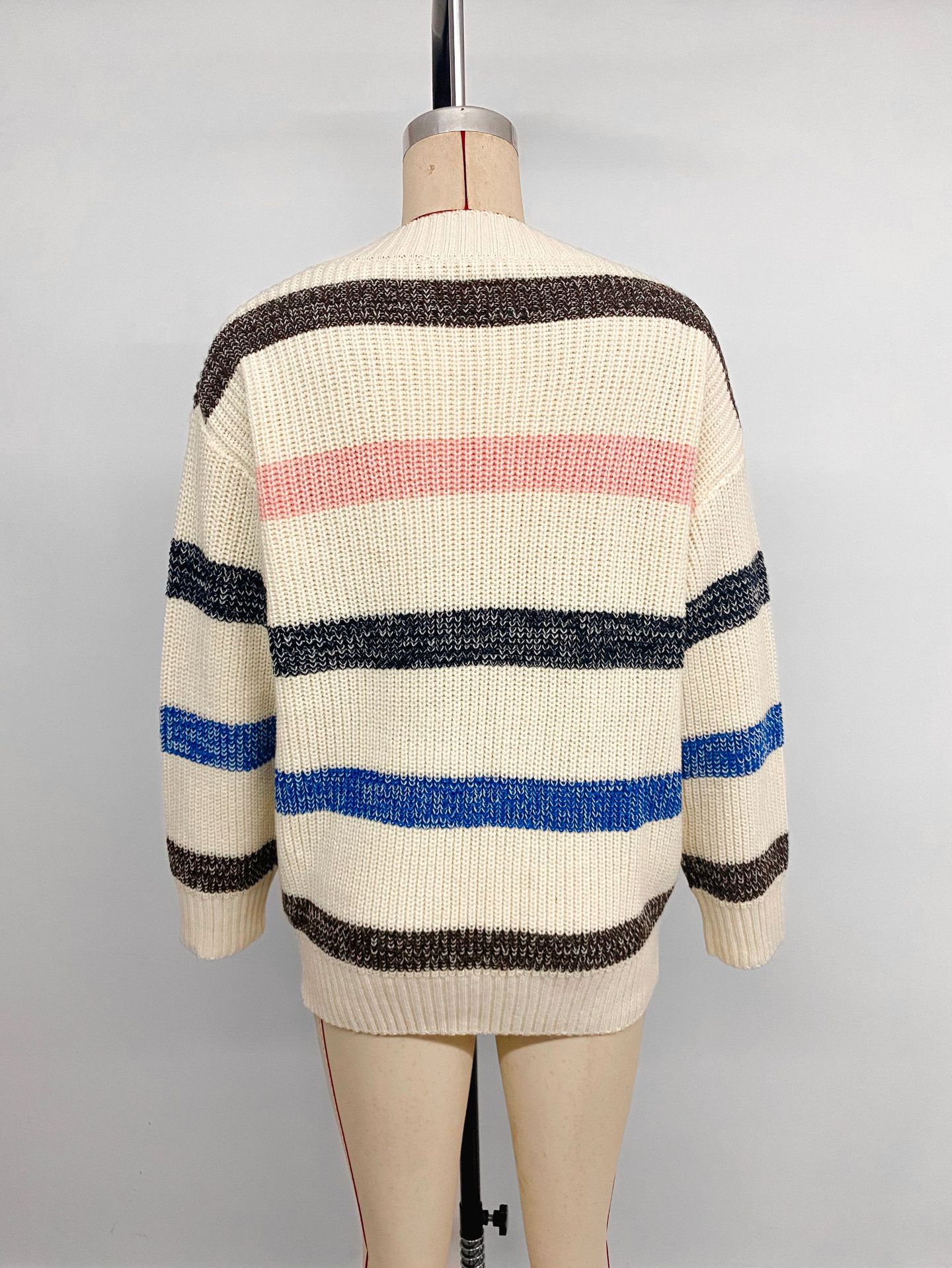 Casava Autumn Ease V-Neck Striped Sweater