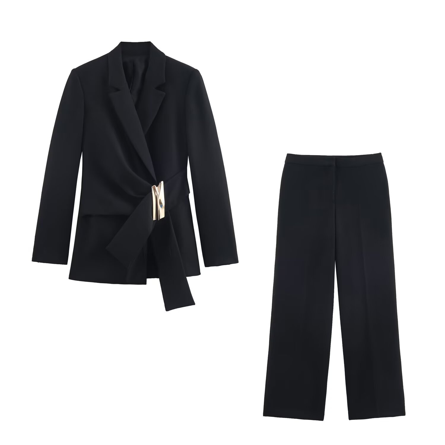 Women's Blazer With High-Waisted Straight-Leg Pants Set Business Casual