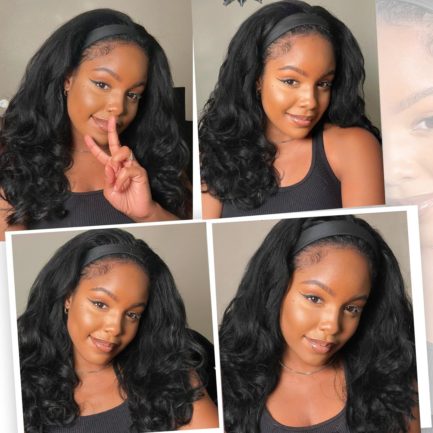 Wig With Curl Straight Full Head Casual Women's Hair Accessory Wig Headband