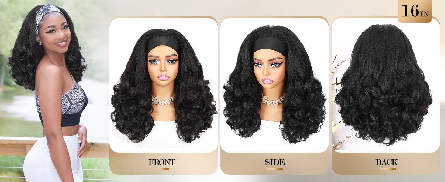 Wig With Curl Straight Full Head Casual Women's Hair Accessory Wig Headband