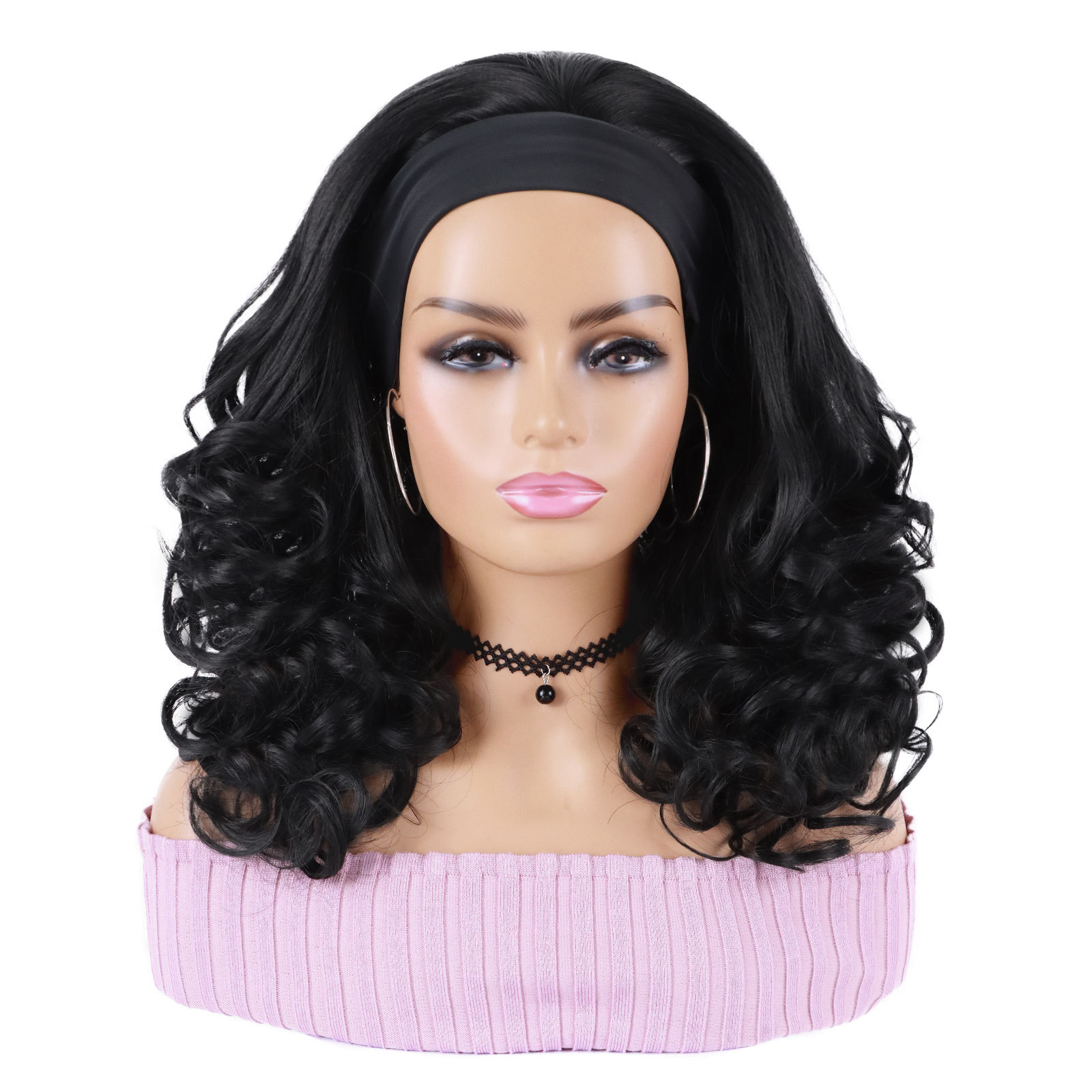 Wig With Curl Straight Full Head Casual Women's Hair Accessory Wig Headband
