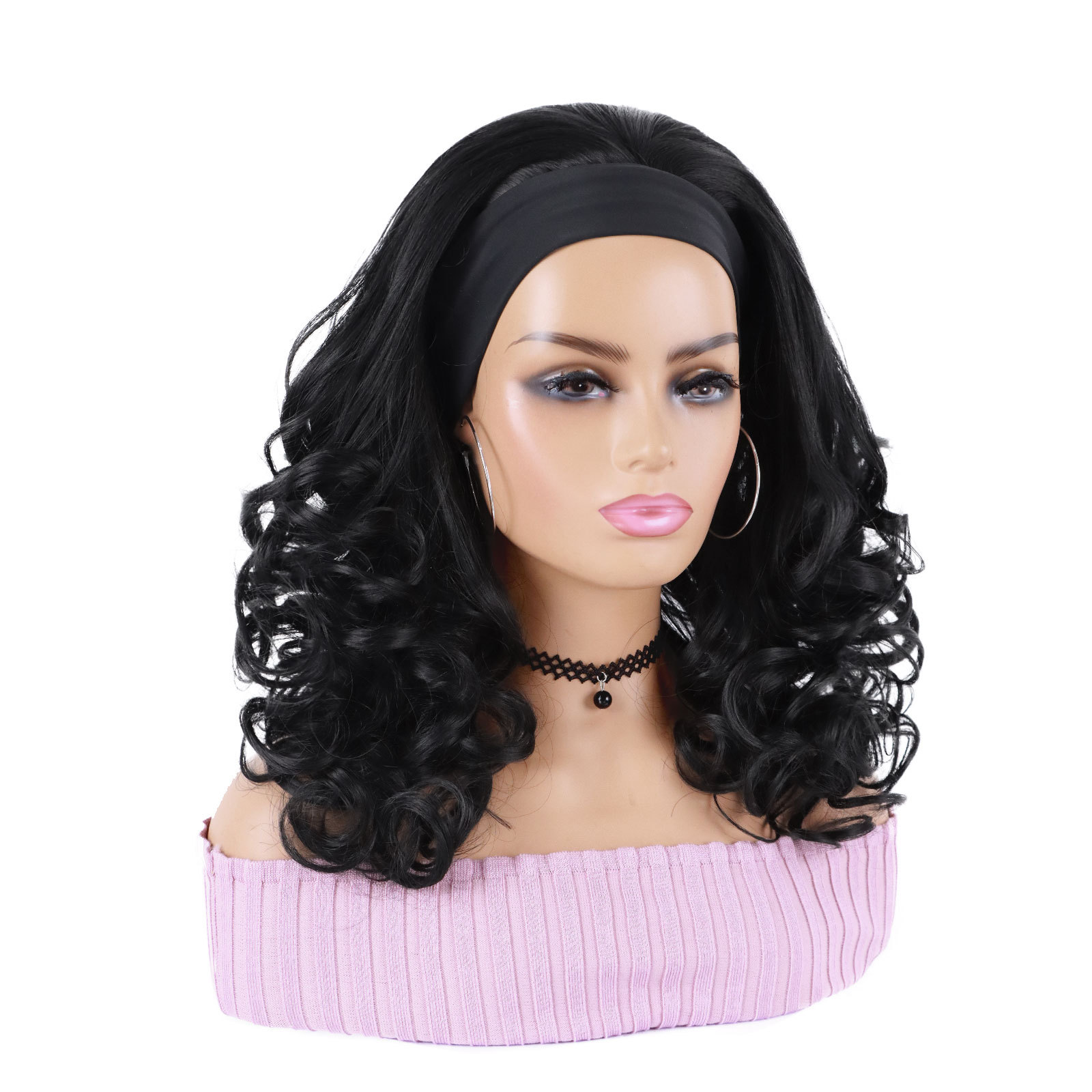 Wig With Curl Straight Full Head Casual Women's Hair Accessory Wig Headband