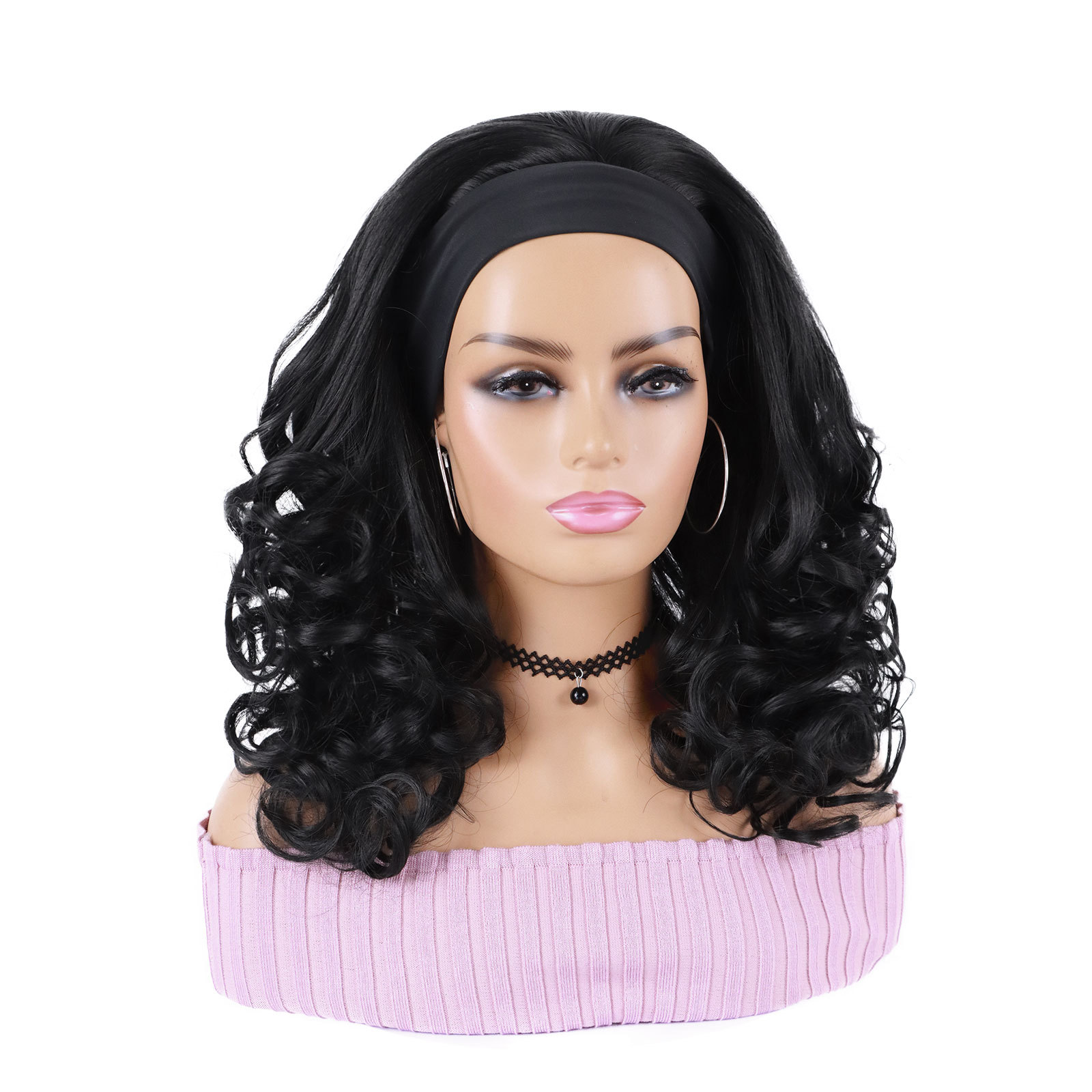 Wig With Curl Straight Full Head Casual Women's Hair Accessory Wig Headband