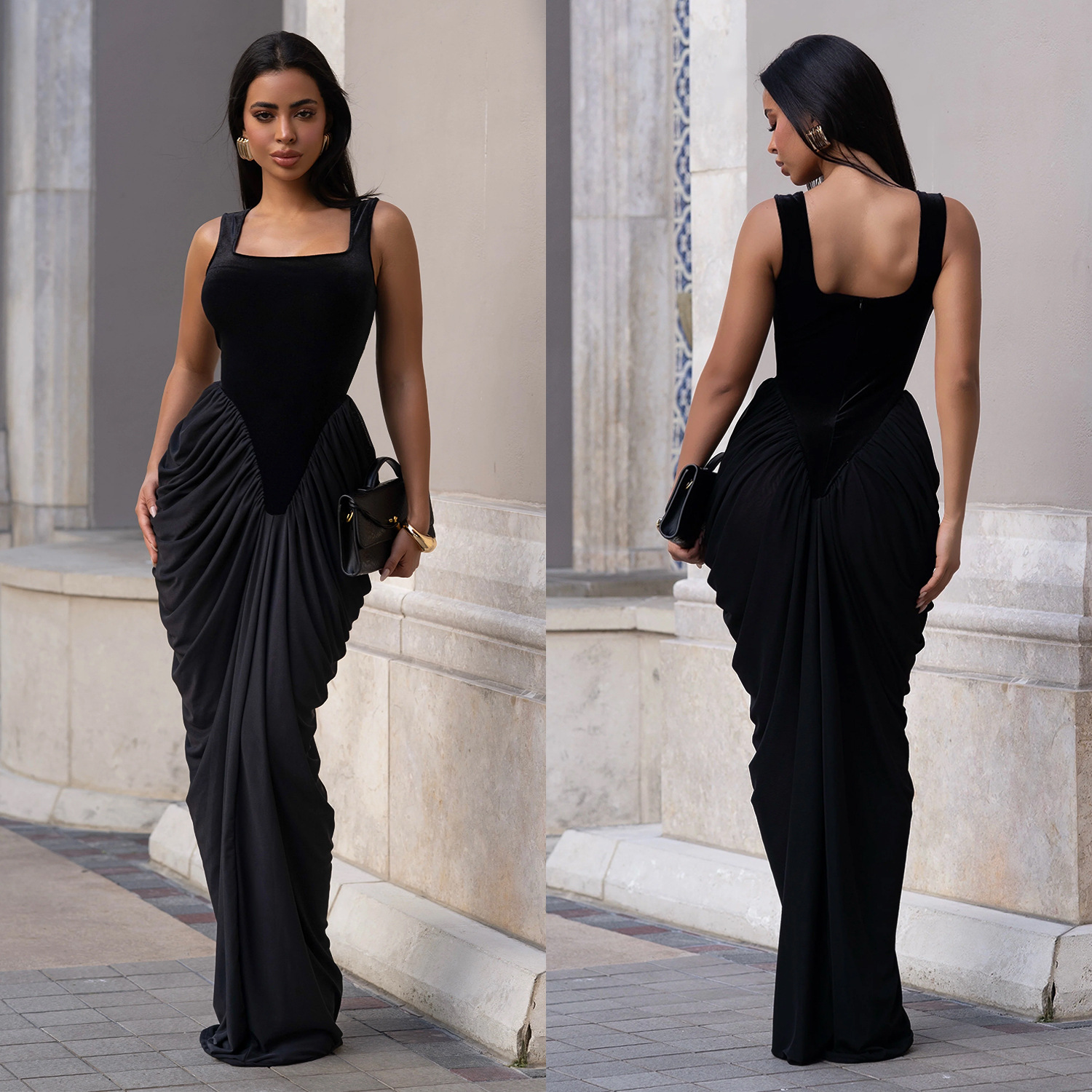 Casava Velvet Backless Maxi Dress