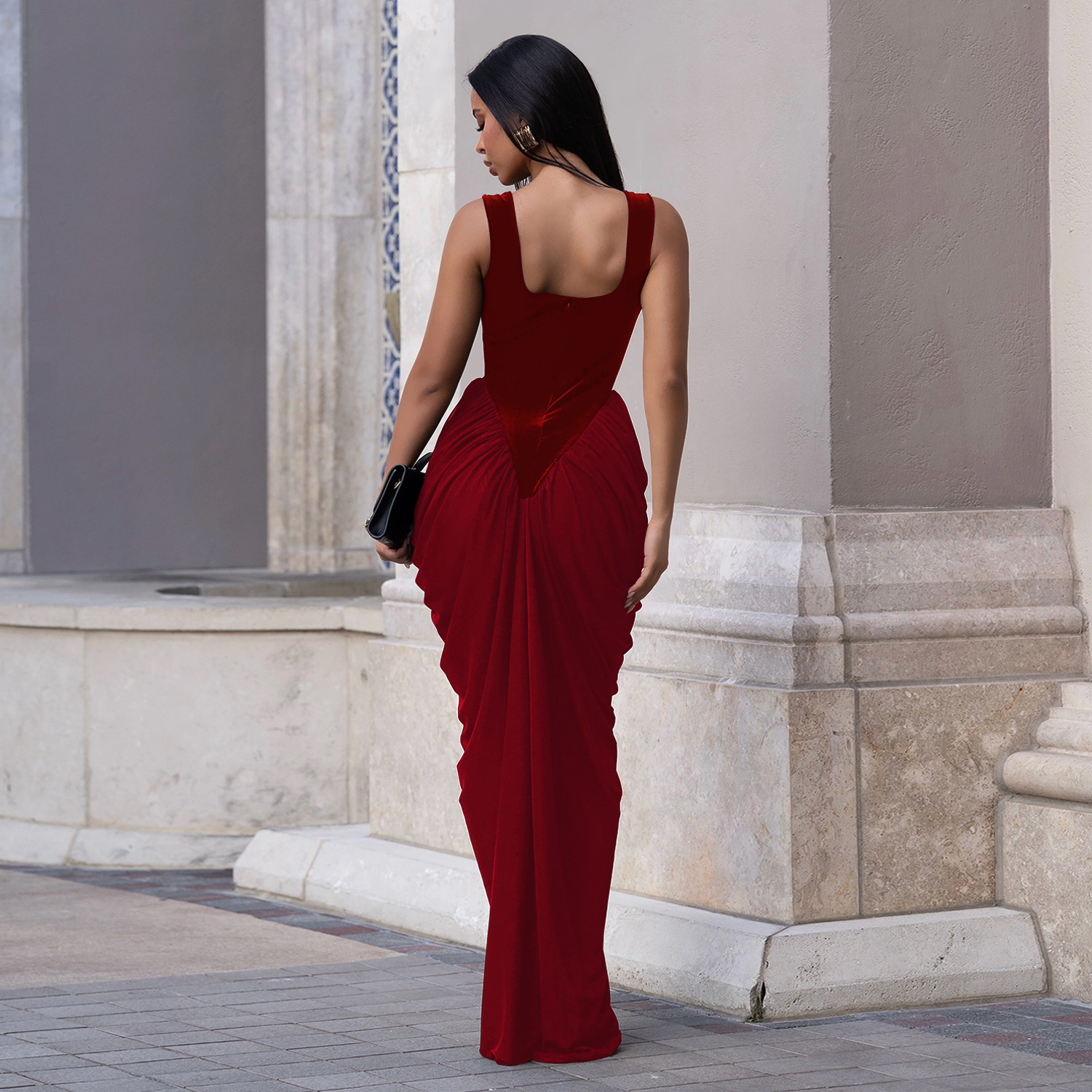 Casava Velvet Backless Maxi Dress