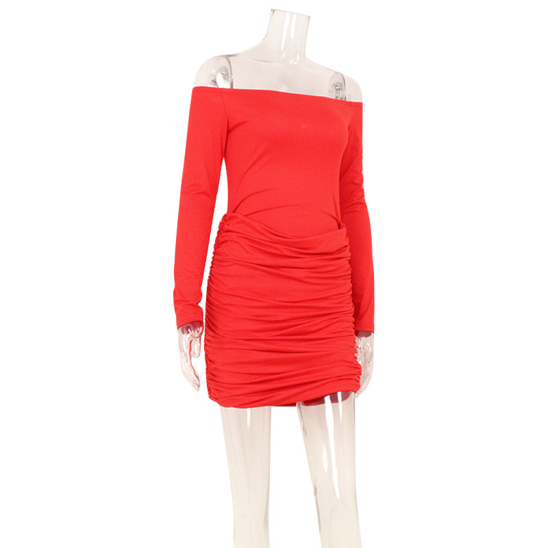 One-Shoulder Waist-Cinching Dress Suitable For Dates And Parties Evenin