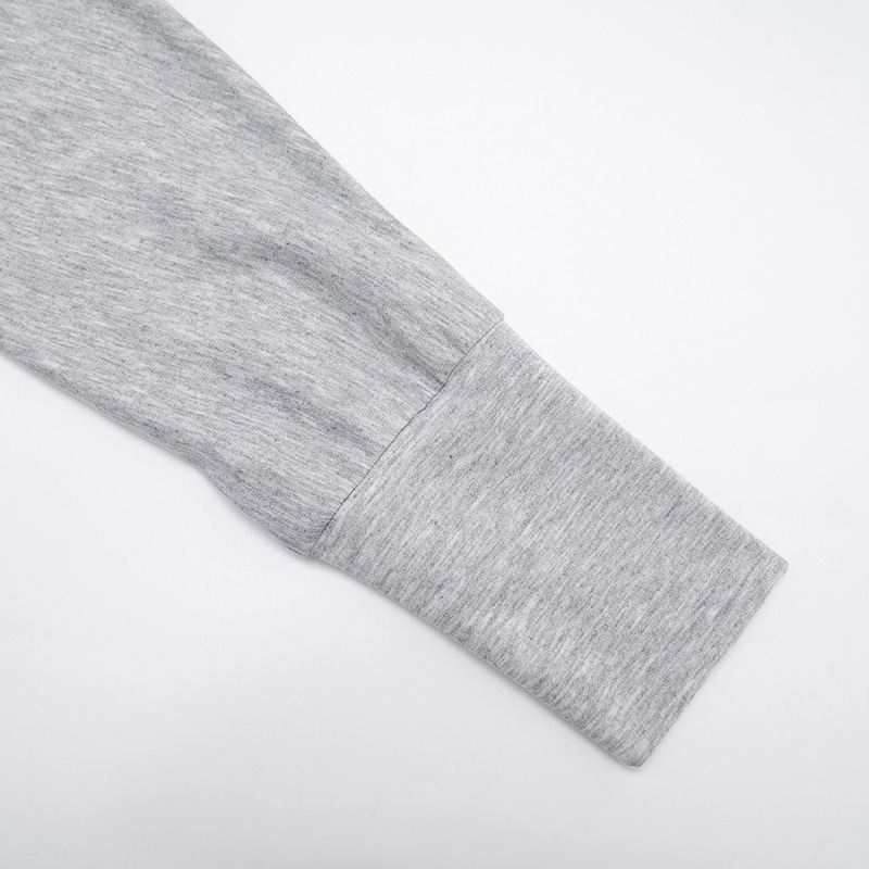 Gray Fur Collar Patchwork Sweatshirt Cardigan