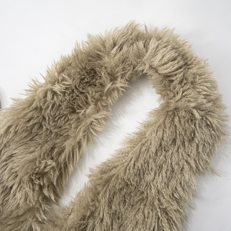 Women's Vest With Fur Collar And Strap Design