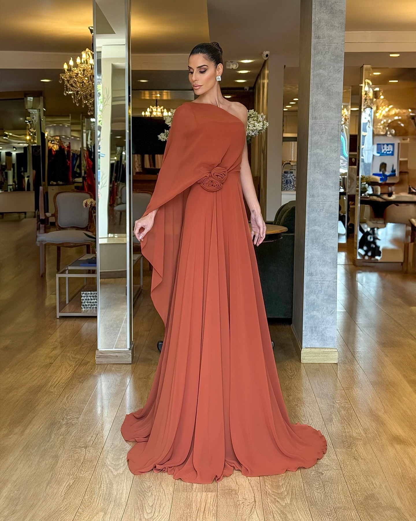 Casava Off-Shoulder Chiffon Gown