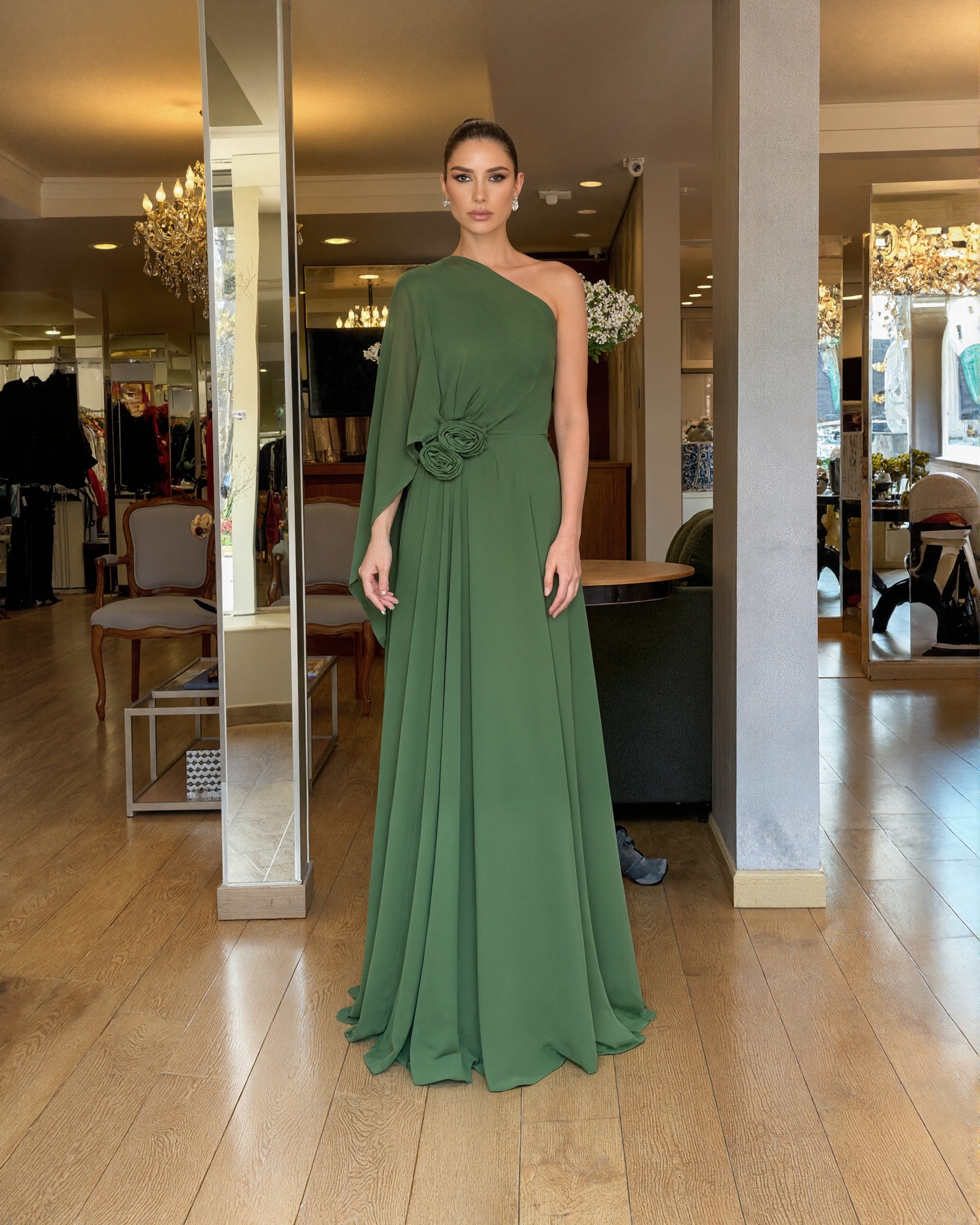 Casava Off-Shoulder Chiffon Gown